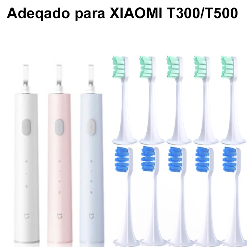 20/50/100 pçs substituição cabeças de escova para xiaomi t300/t500 sonic oral care macio cabeças escova de dentes elétrica vácuo por atacado dupont