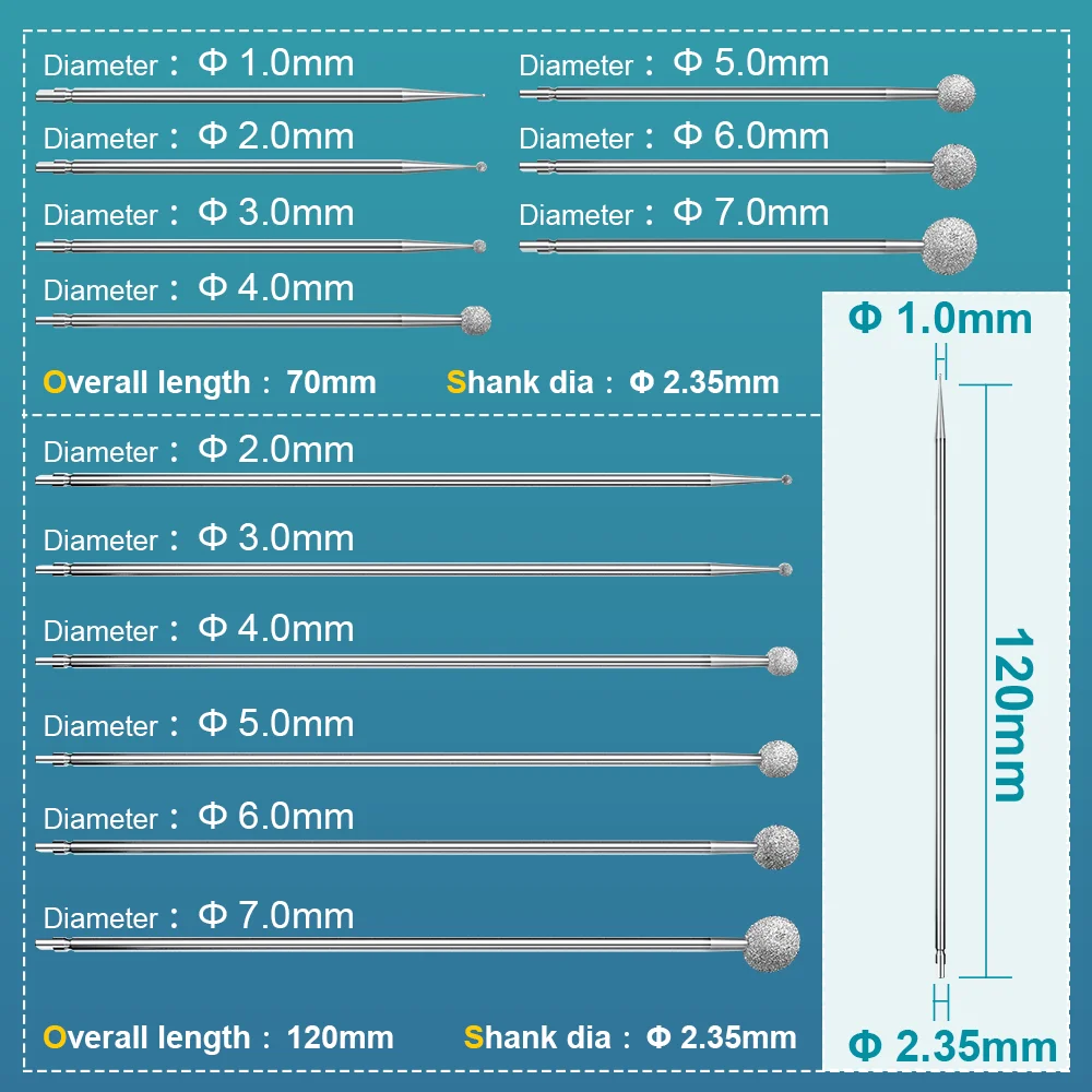 Dental Burs for AI Dental Implant Surgical Low Speed Handpiece Contra Angle SG Series Diamond Burs Dia.2.35mm AI-SG45/70/120