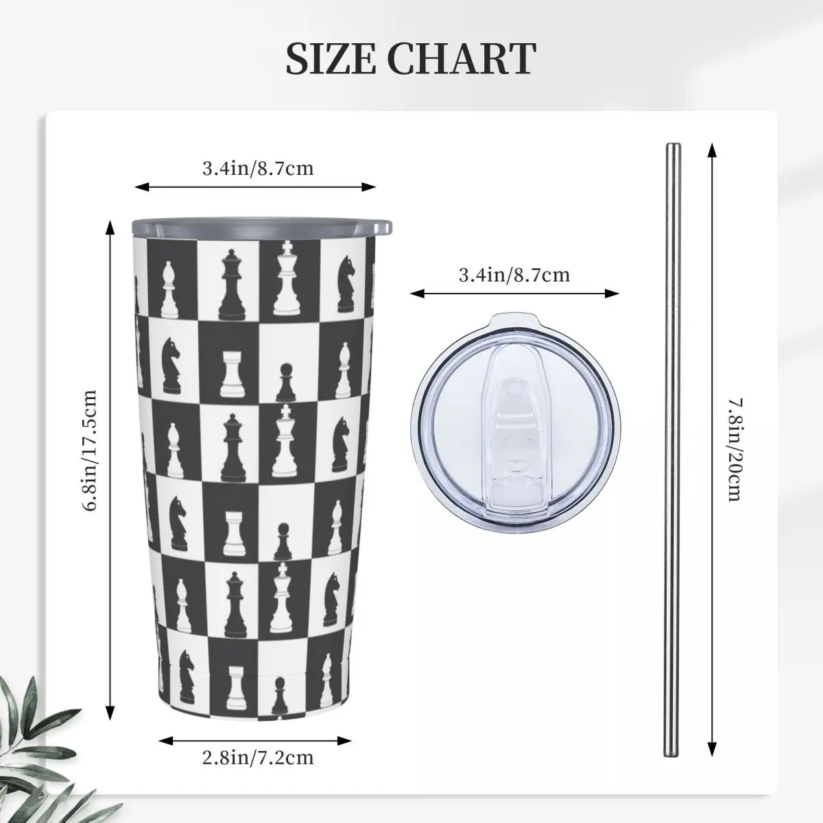 Chess Pieces On Board Stainless Steel Tumbler Vacuum Insulated Mugs Thermal Cold Cups Straw With Lid 20oz