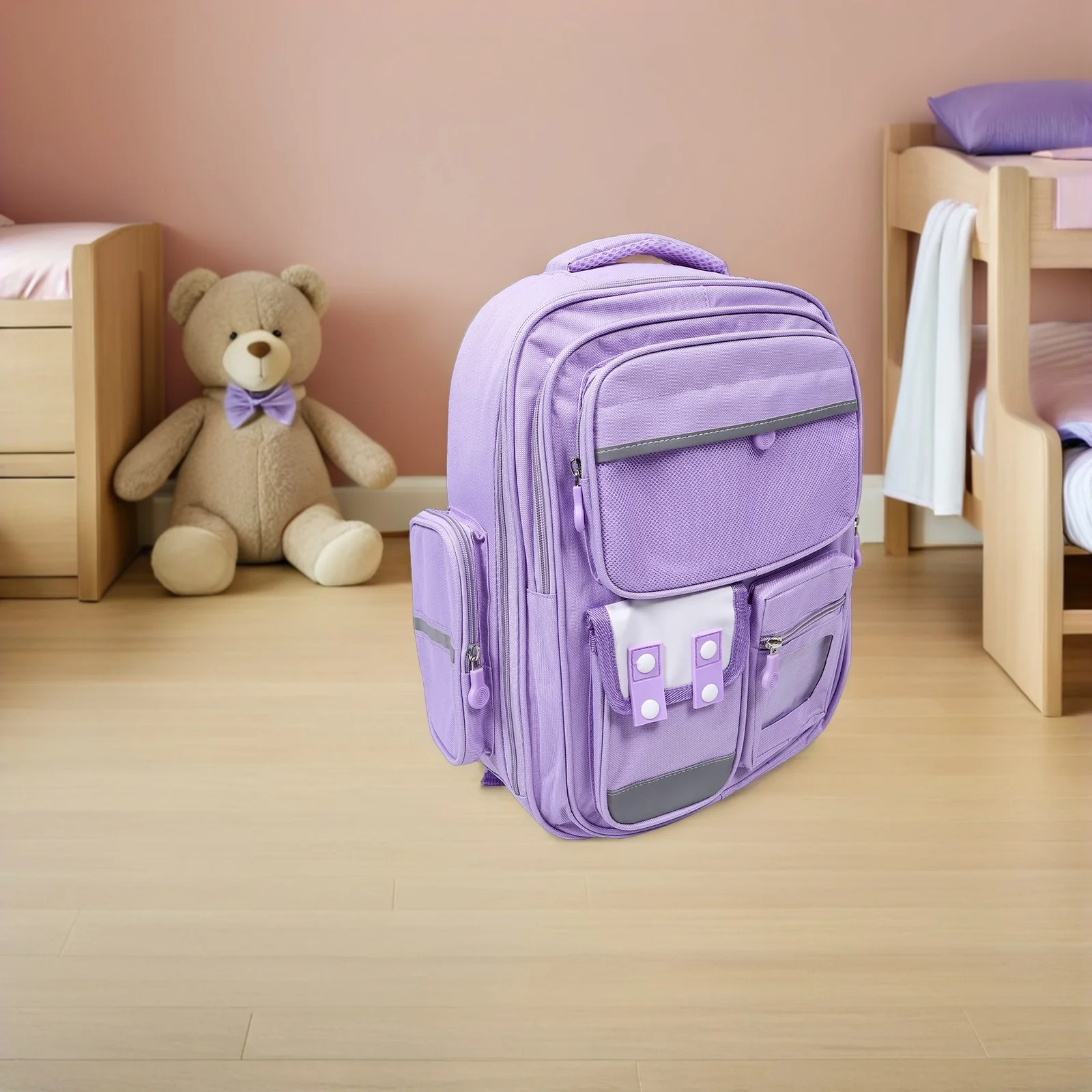 Cute School Backpack for Large Capacity Multi Pocket Nylon Student Bag Middle High School Bookbag Rucksacks Travel