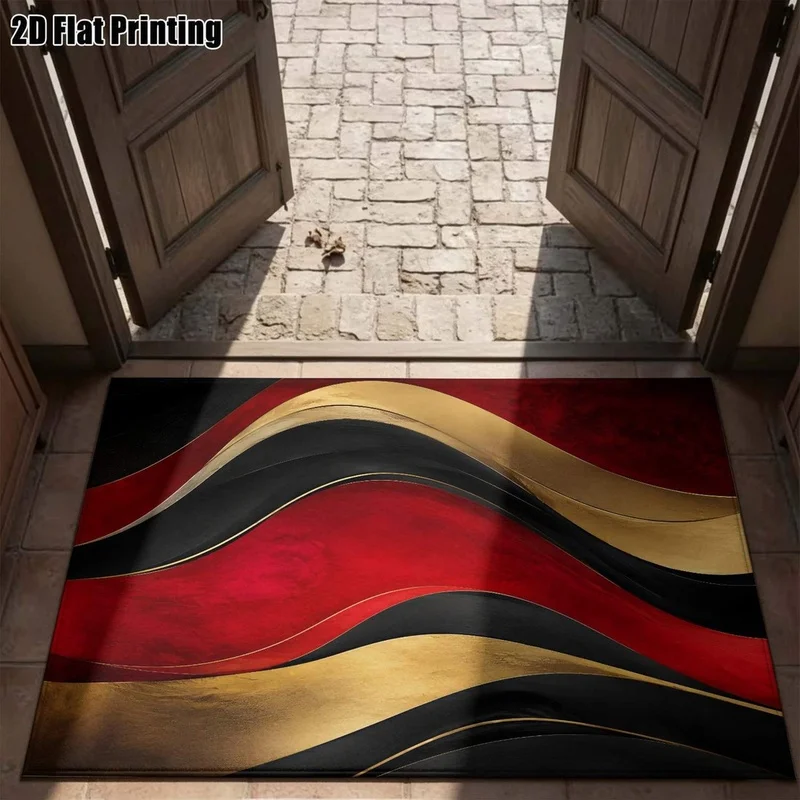1Pc Light Luxury Vintage Abstract Wave Pattern Rug, Bohemian Style Decorative Rug for Living Room, Bedroom, Dining Room, Bedside, Indoor and Outdoor Patio, Home Decor Accessories