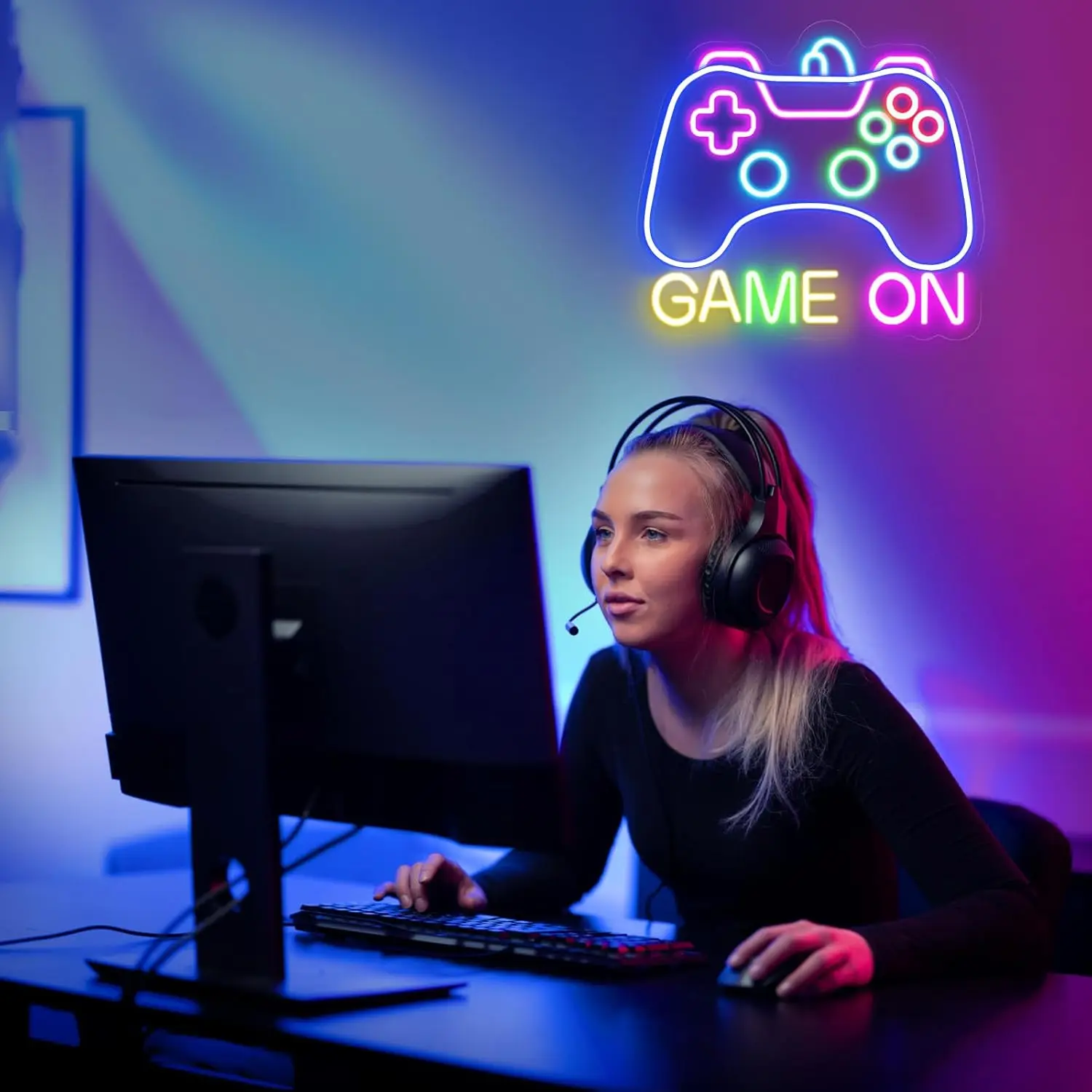 Gamer Neon Sign for Game on Neon LED Sign for Gamer Wall Decor Gaming Neon Light Sign for Teen Bedroom Gamer Gifts for Boys