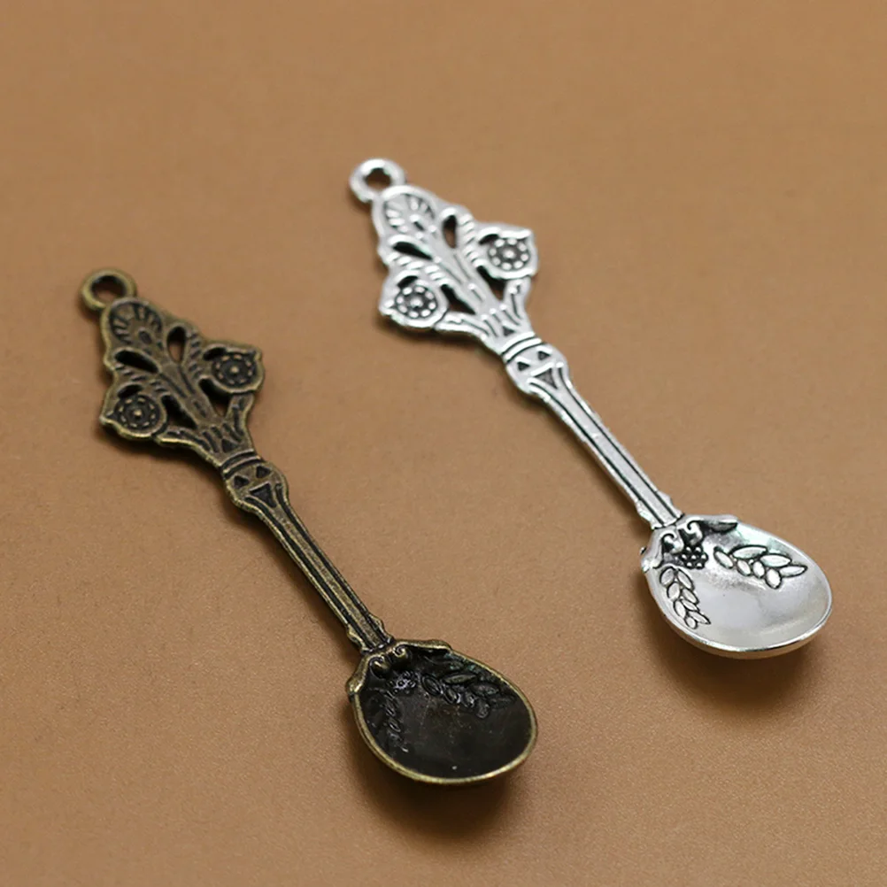

20 Pcs Alloy Spoon Pendant Silver Pendants Jewelry Making Charm DIY Charms