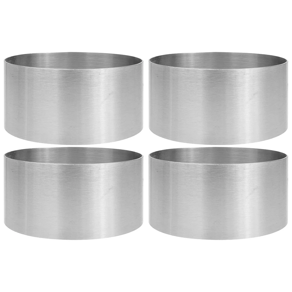 4 Pcs Round Cake Rings For Baking Mousse Circle Cake Collars Cake Rings Baking Pan Mould for Beginner Quiche Pans