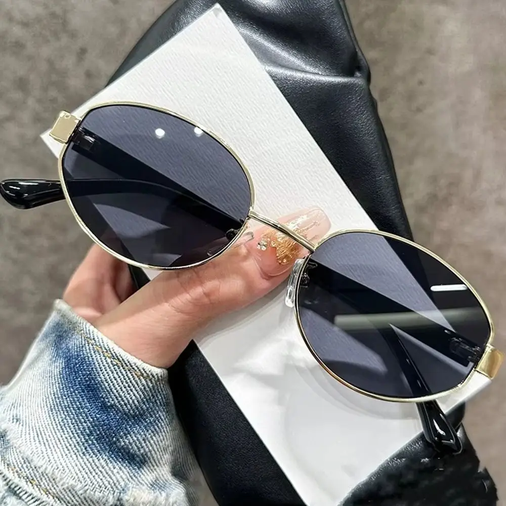 

Fashion Outdoor Sports Oval Frame Sunglasses Retro Vintage Driving Shades Trendy Unisex Punk Style Eyewear for Women & Men