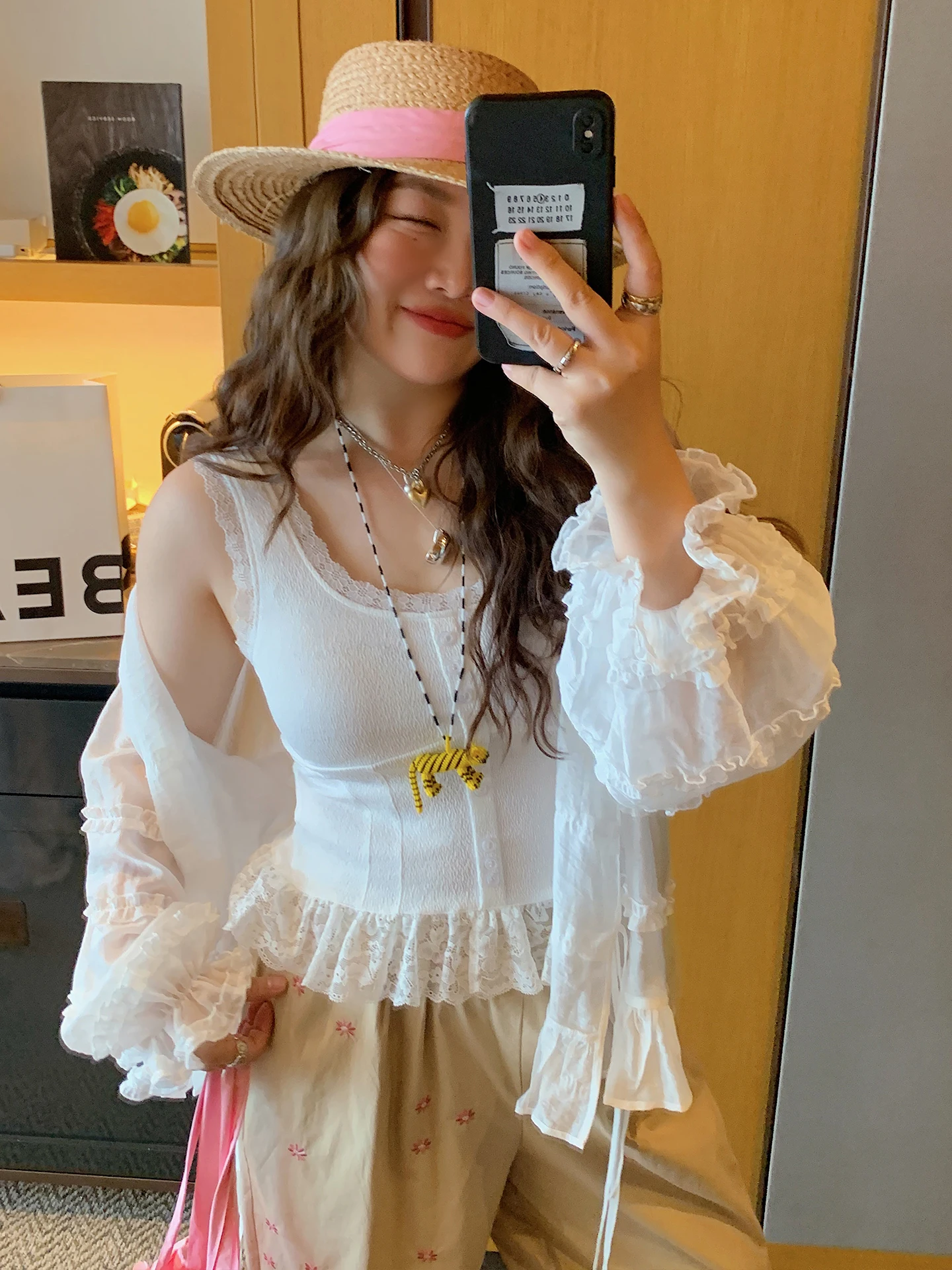 

Летний кардиган женский, тонкий, дышащий, красивый, в корейском стиле, свободного кроя, с длинными рукавами, V-образным вырезом, средней длины, лето 2025