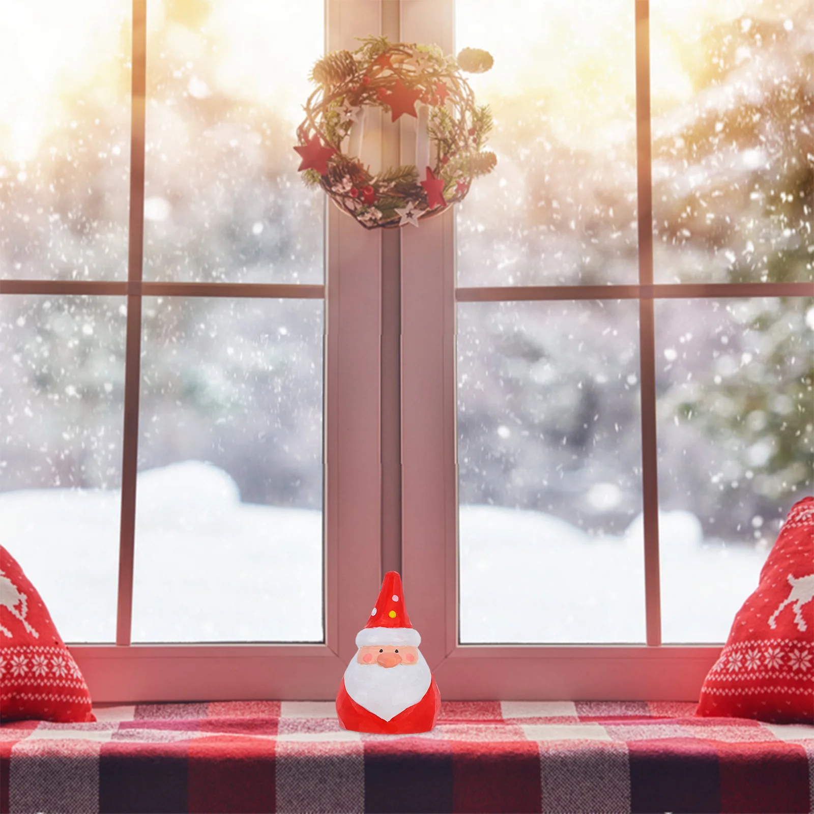 

1pc Christmas Santa Claus Decor Wooden Desktop Decoration Home Party Xmas Adornment Festival Scene Layout Craft Ornament