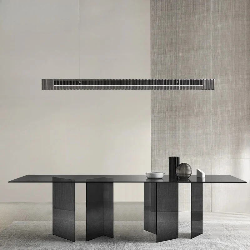 Minimalist Black Linear Pendant Light for Dining Room Gold Modern Long Glass Chandelier Above Table Kitchen Island 2026