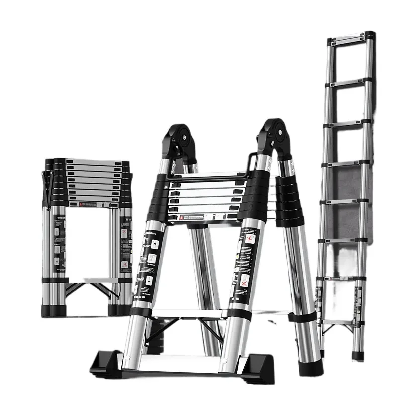 Stainless Steel Telescopic Ladder for Home Use Multi Functional A Frame Portable Folding Ladder Bamboo Joint Ladder Step