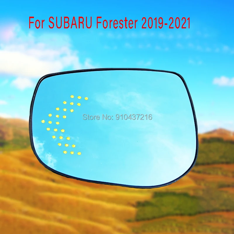 

For SUBARU Forester 2019-2021 Heating Blue Lens Large Vision Rearview Mirror Wide Angle Blue Glass Anti-Glare Turn Single Lamp