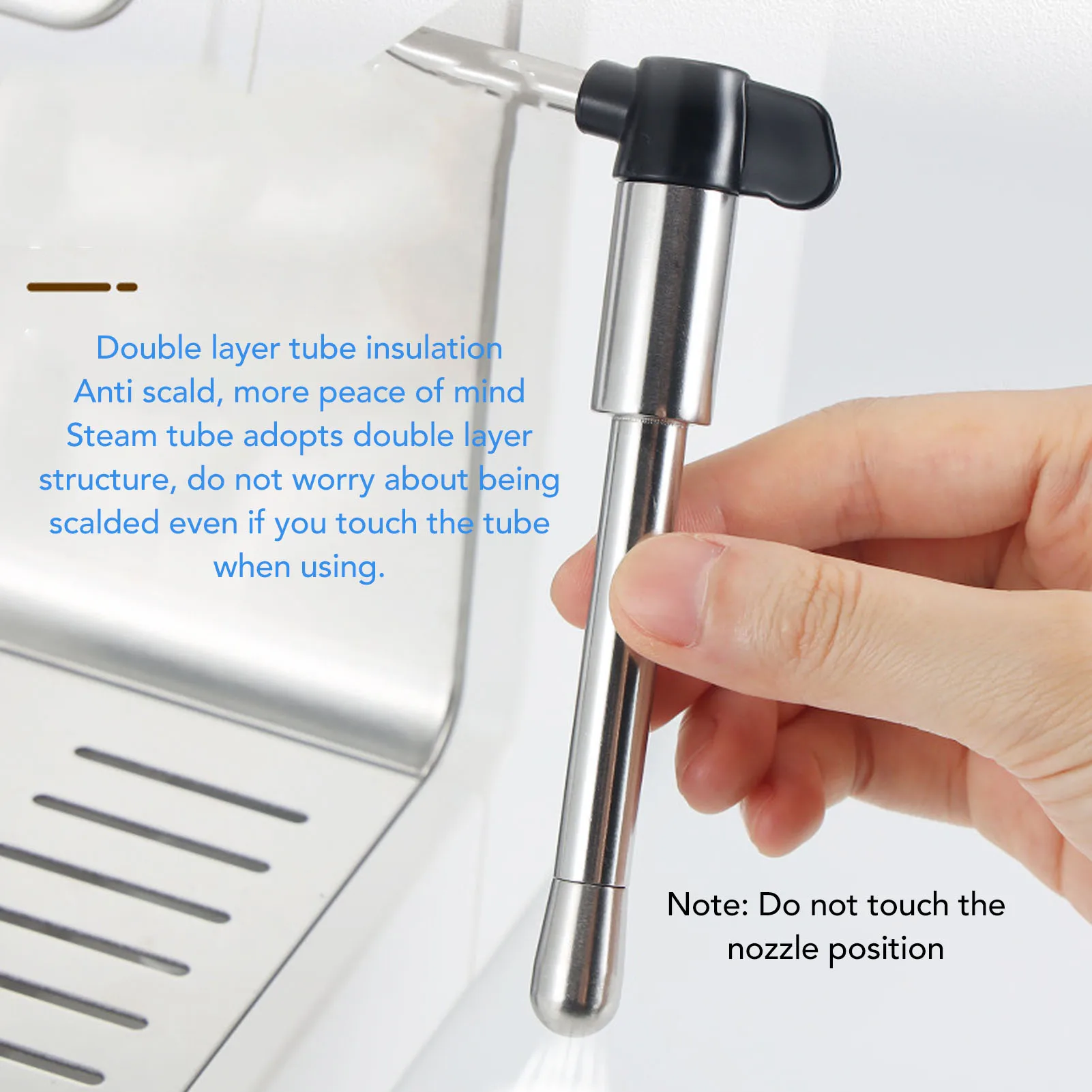 Coffee Machine Steam Wand Stainless Steel Coffee Maker Steam Spout Nozzle Tip Replacement for EC685