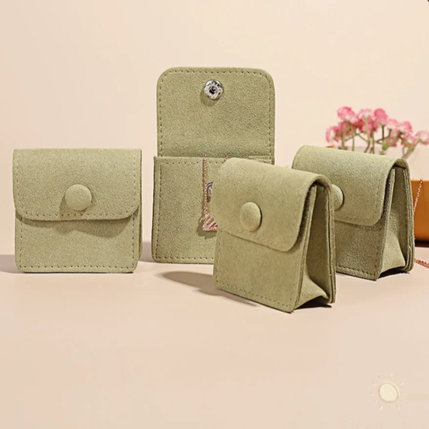 

Exquisite Earring Storage For Women Botton Microfiber Pouch Packaging Snap Bags Jewelry Purse Bags Gift Packaging