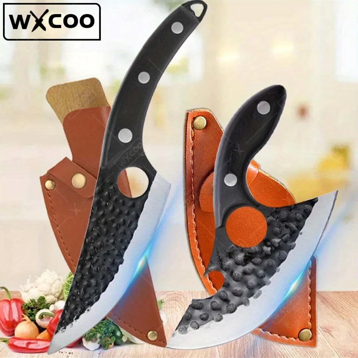 

2Pcs, Hand-forged Kitchen Knife with Sheath Boning Knife Cheese Pizza Small Pocket Kitchen Knives Small Pocket Kitchen Knife