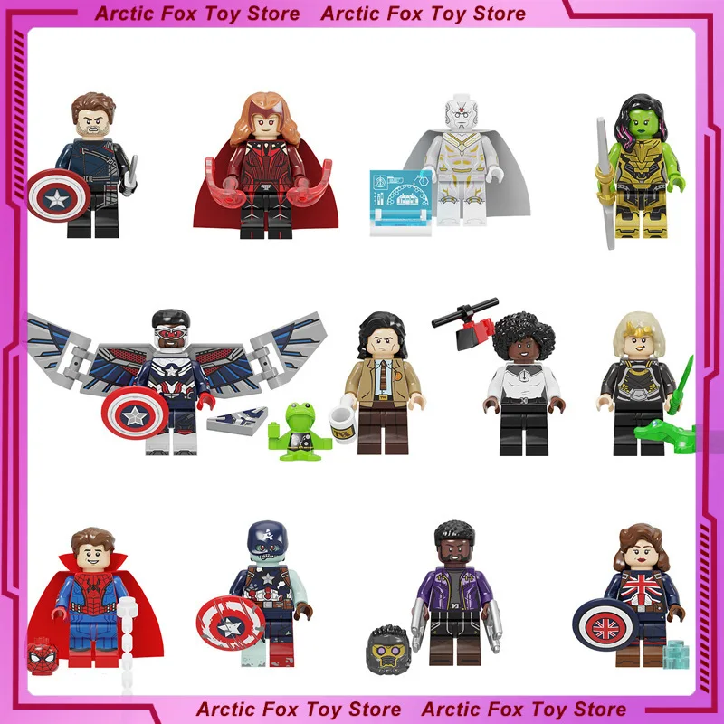 

The Avengers Movie Figure Captain America Peripheral Assembling Building Blocks Desktop Decoration Ornaments Birthday Gifts Toys