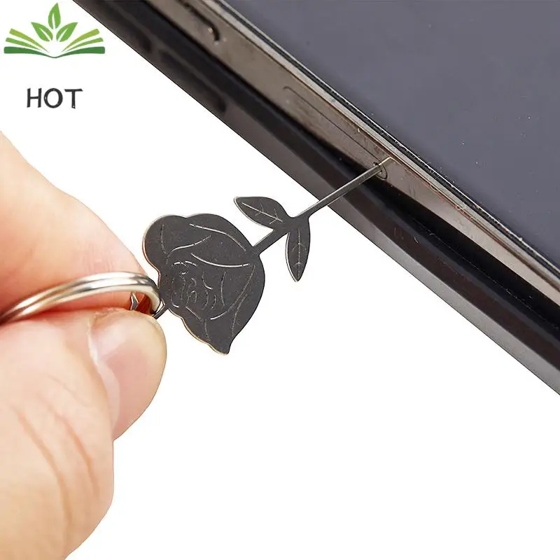 2Pcs/Set Rose Shape Stainless Steel Needle for Smartphone Sim Card Tray Removal Eject Pin Key Tool Universal Thimble
