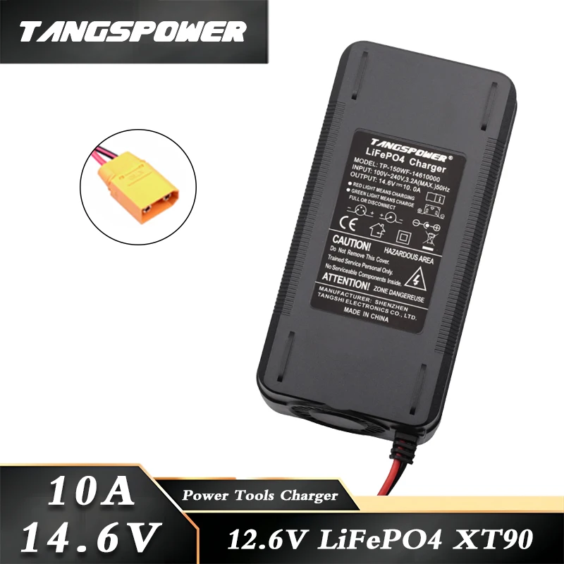 14.6V 10A Lithium iron Phosphate Battery Charger For 12.6V LiFePO4 Battery Pack Fast Charging XT90 Connector With Cooling Fan