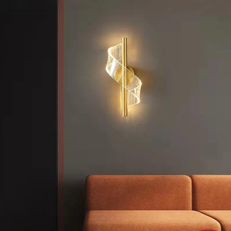 

Luxury LED wall lights interior gold black acrylic wall bracket interior lamp for living room bedside hotel home indoor lighting