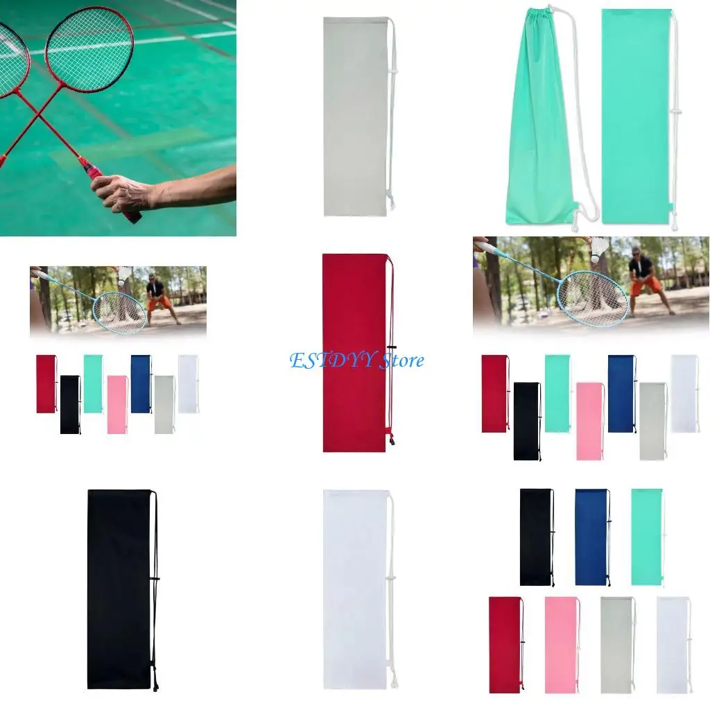 

G6DE Durable Fleece Shuttlecock Rackets Holder Adjustable Drawstring Top Reinforced Locking Mechanism