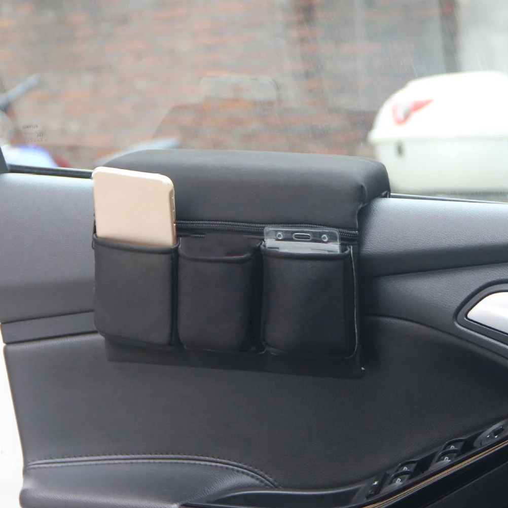 

2Pcs Car Window Armrest Storage Box PU Car Door Pad Pocket Bag Elbow Support Organizer Trunk Accessories