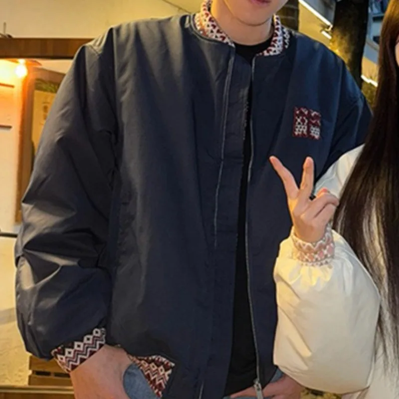 Female Male Winter Tops Coat Cotton-padded Clothes Jacquard Montage Simple Leisure Design Fashion Senior Soft Versatile Thin New