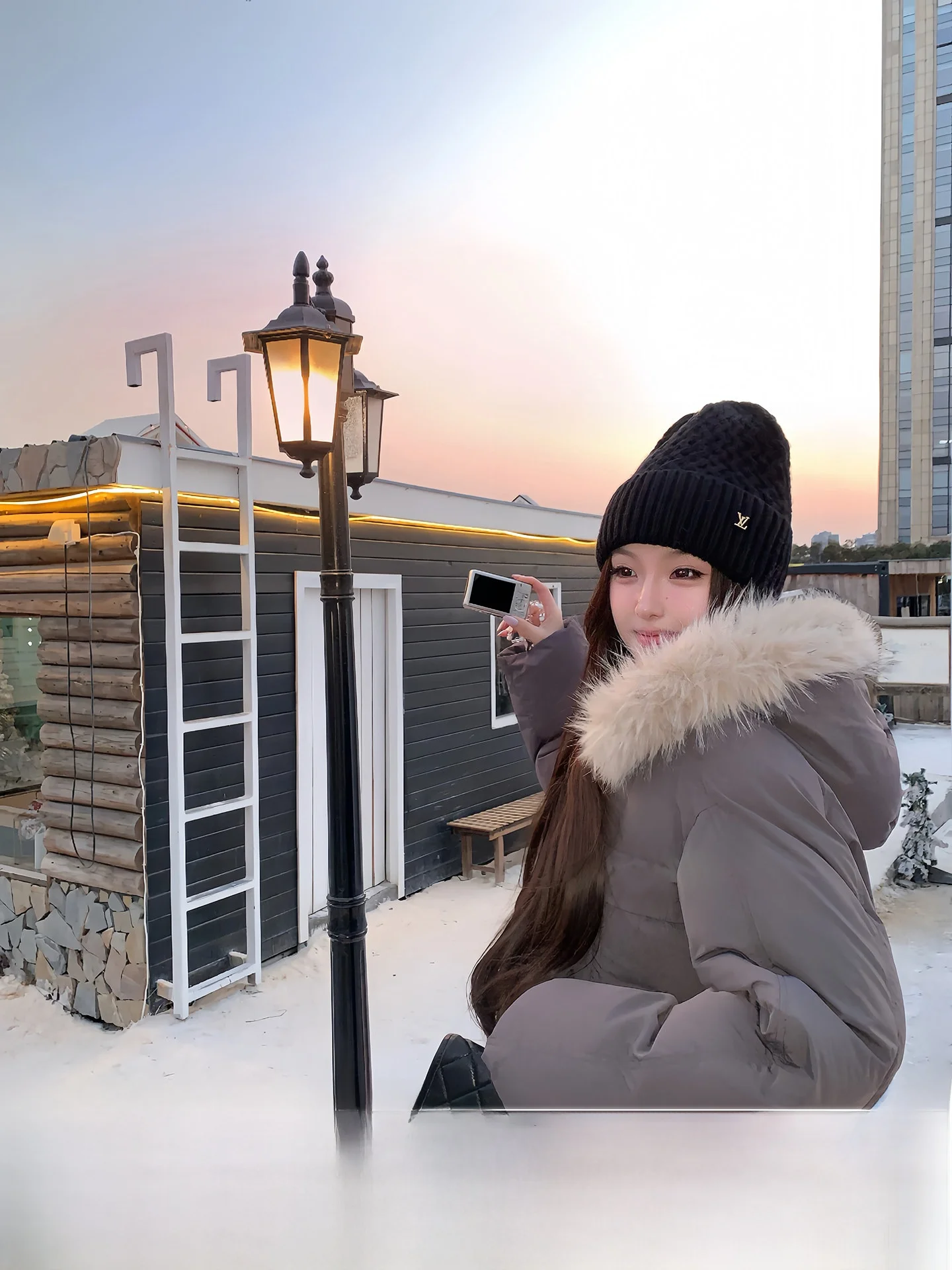 

Fanyan Winter ort Casual Sle Hooded down Jaet with Big Fur Collar And Color Blo Design Eco-friendly Women's Coat