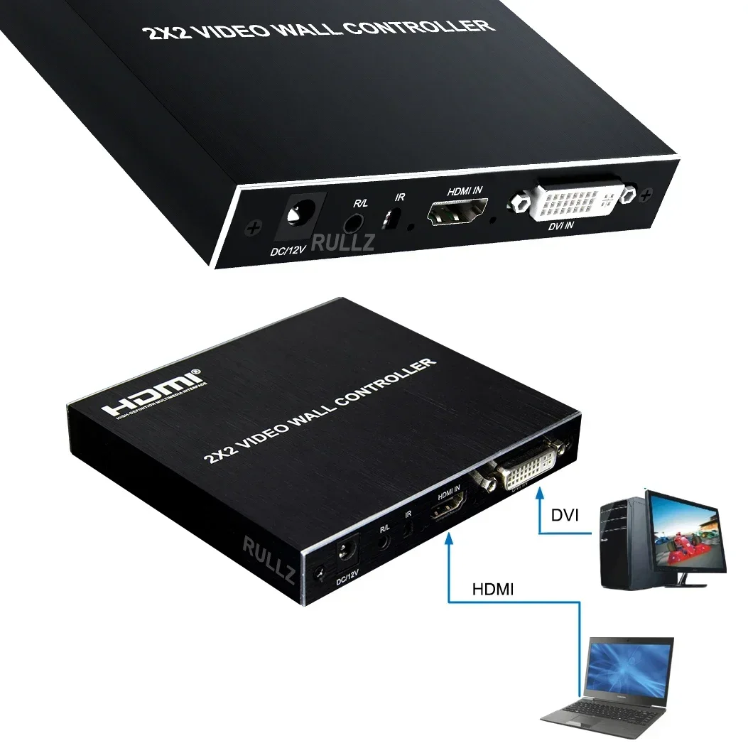 2x2 TV Wall Controller Bezel Compensation 180° Flip 1x2 2x2 Loop Switch 1x3 3x1 1x4 4x1 Screen Stitching Processor Video Splicer