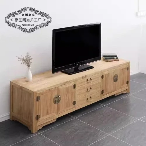 

zxqNew Chinese solid wood paint-free TV cabinet, simple friendly baking wax low cabinet, new classical living room TV cabinet