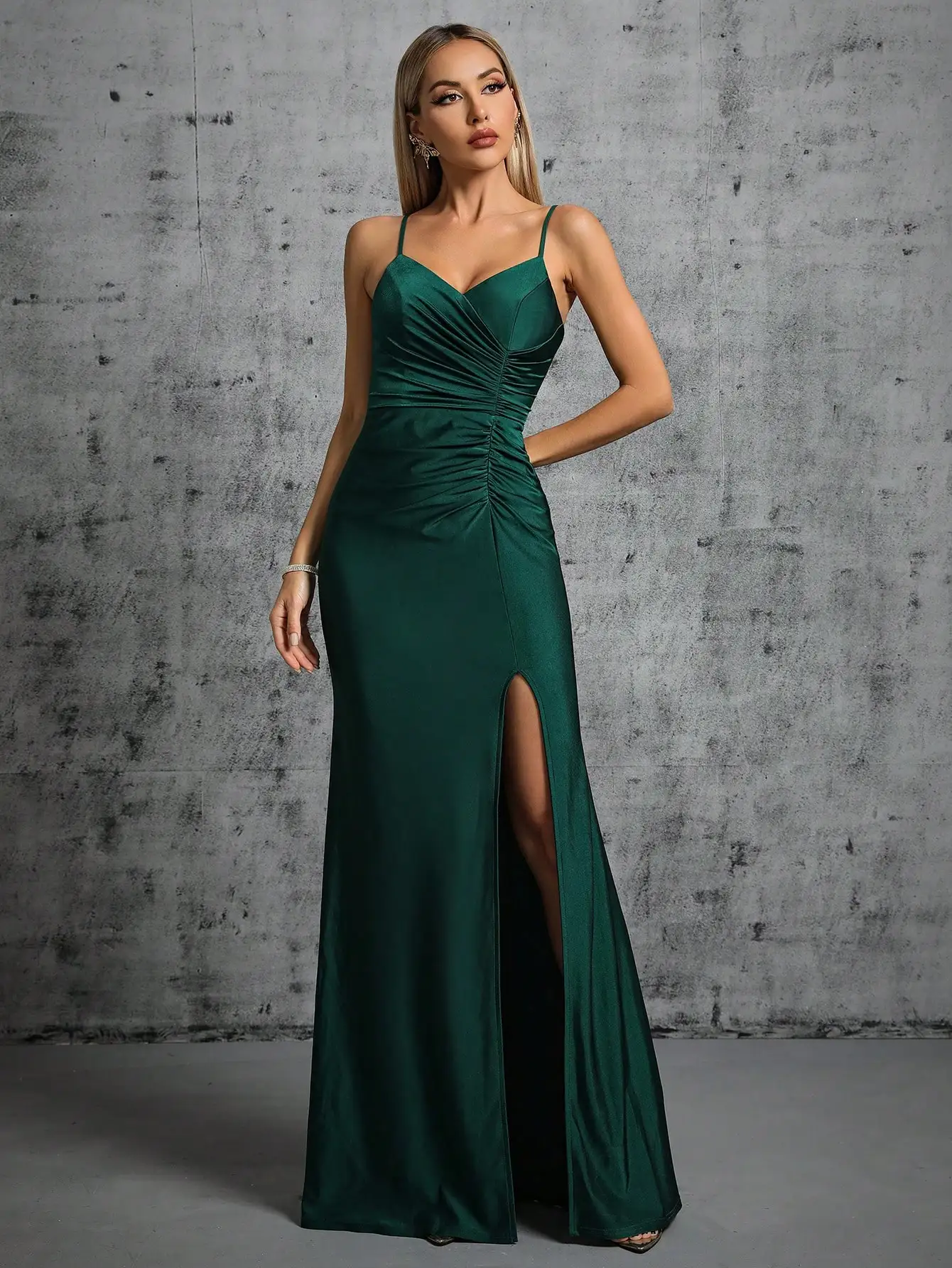 Mgiacy Halter Geplooide Onregelmatige Split Fishtail Rok Avondjurk Bal Jurk Feestjurk Bruidsmeisje Jurk