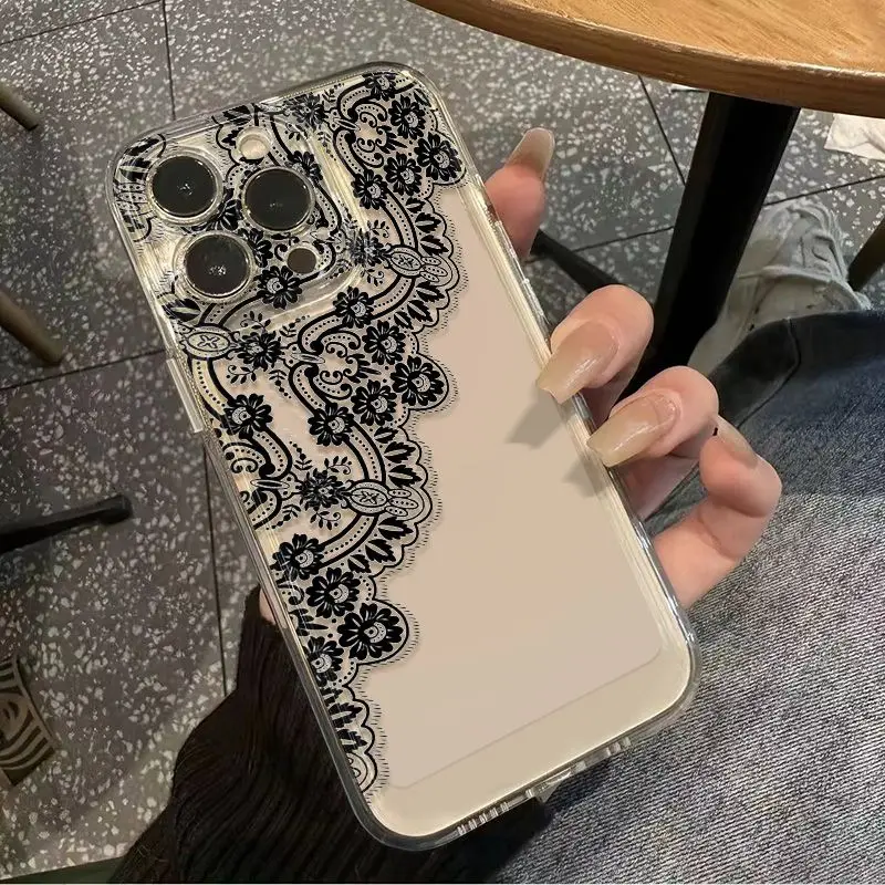 مثير الأسود الدانتيل قضية الهاتف لسامسونج غالاكسي S25 S23 S24 S22 الترا زائد للصدمات لينة غطاء ل غالاكسي S24 + S23 + S25 + قذيفة