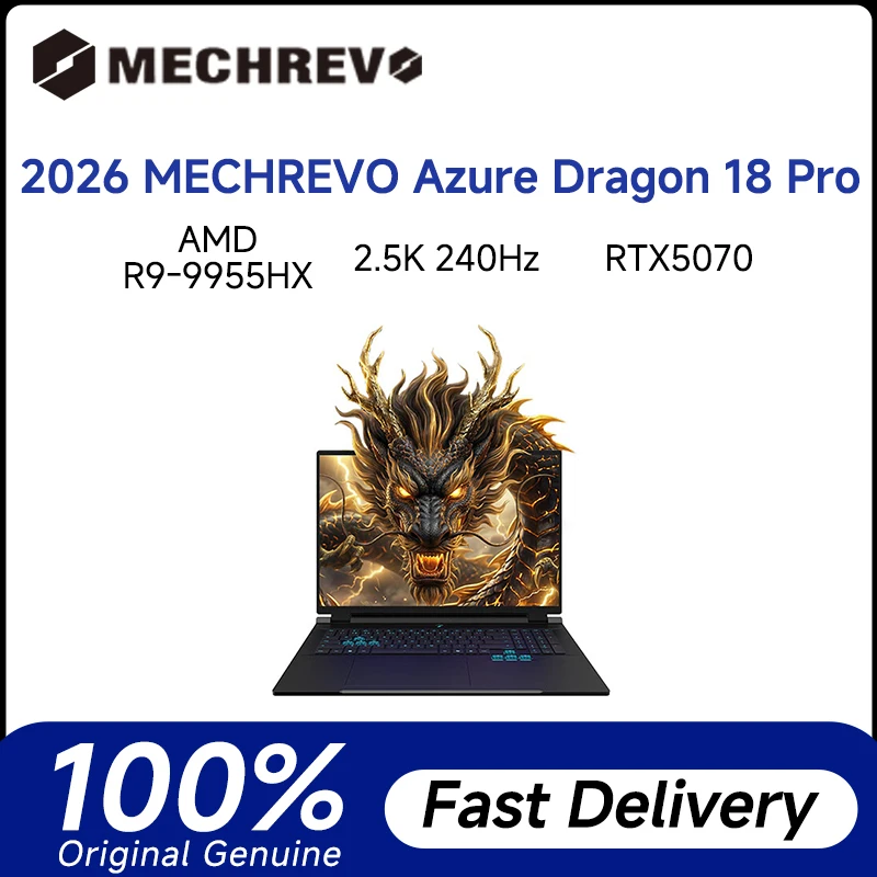 2026 MECHREVO Azure Dragon 18 Pro Gaming Laptop 18 Inch 2.5K 240Hz Screen Netbook AMD R9-9955HX 32GB 2TB RTX5070 Laptop Notebook