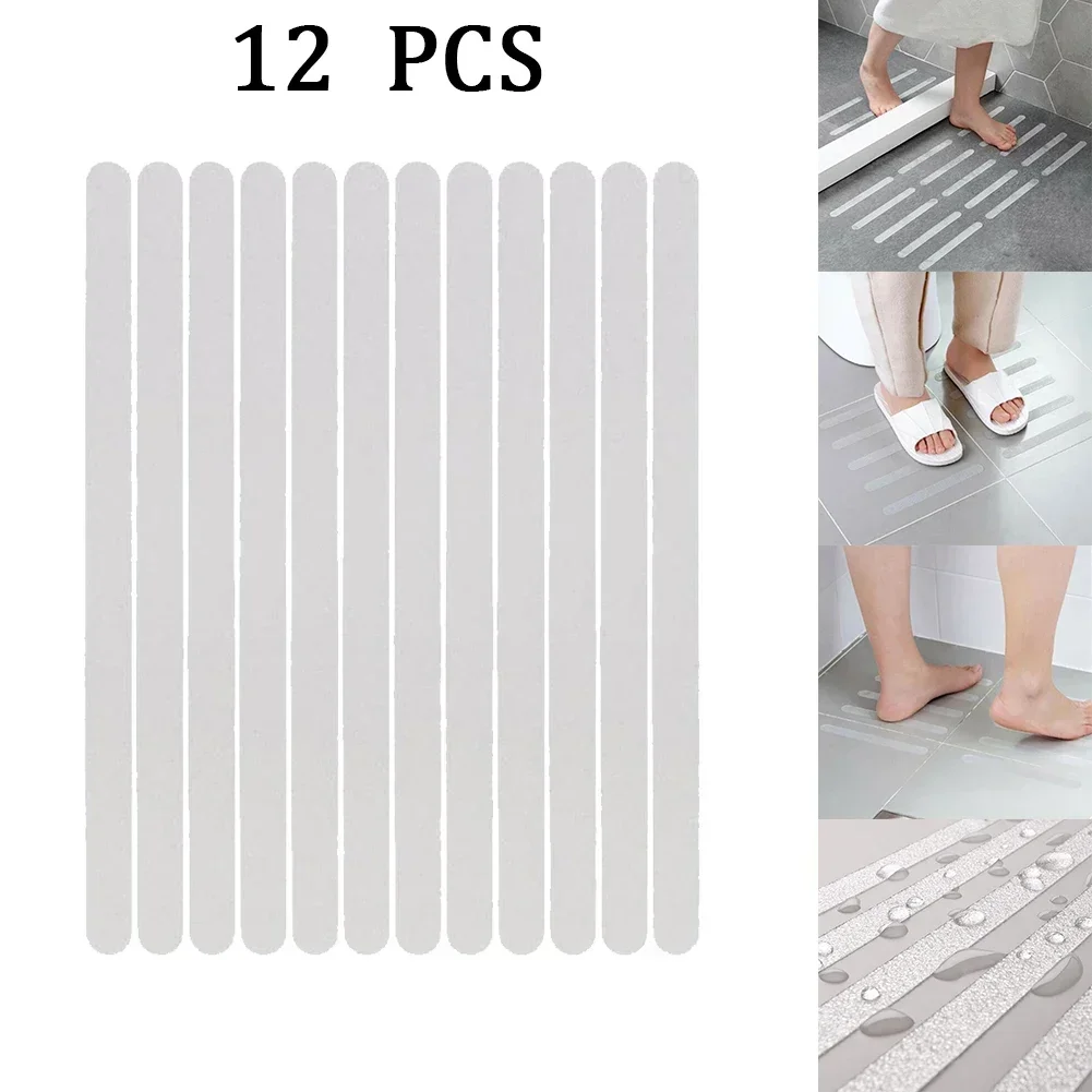 12pcs Anti-slip Strips PEVA Non Slip Bath Mat Grip Stickers Anti Slip Shower Strips Pad Floor Safety Tape Bath Mats