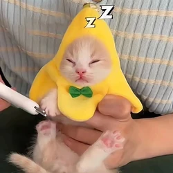 Banana Cat Head Cover Creative Cute Cats Pet Bandana Headwear Plush Cats Cosplay Costumes Banana Headgear Performance Photo Prop