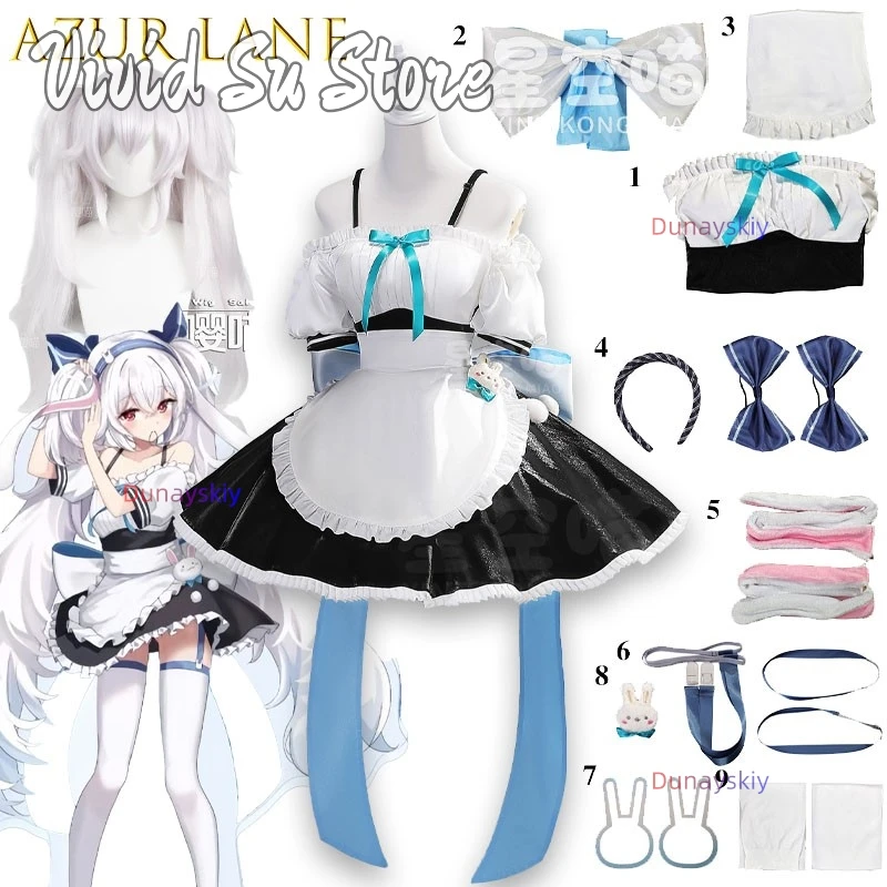 

Game Azur Lane USS Laffey Cosplay תחפושות Maid Dress Lolita Dress Laffey Cosplay Wig Women Girls Halloween Party Roleplay Lolita