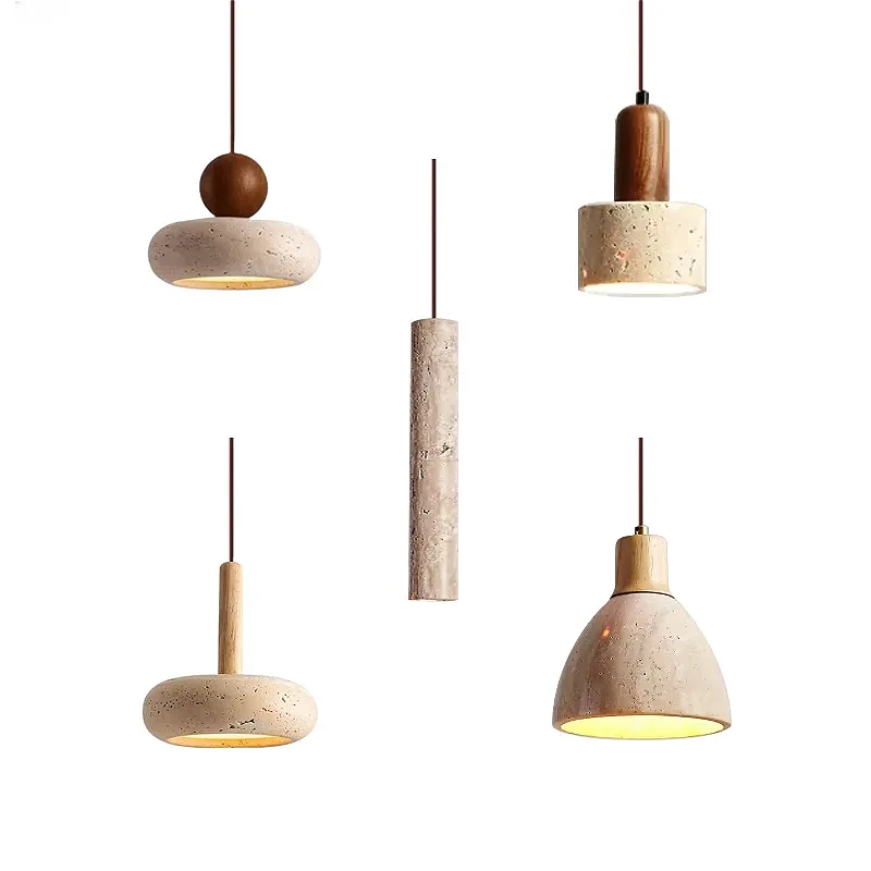 

Cave Stone Pendant Light LED Yellow Travertine Hanging Lamp for Kitchen Island Restaurant Bedroom Livingroom Chandelier