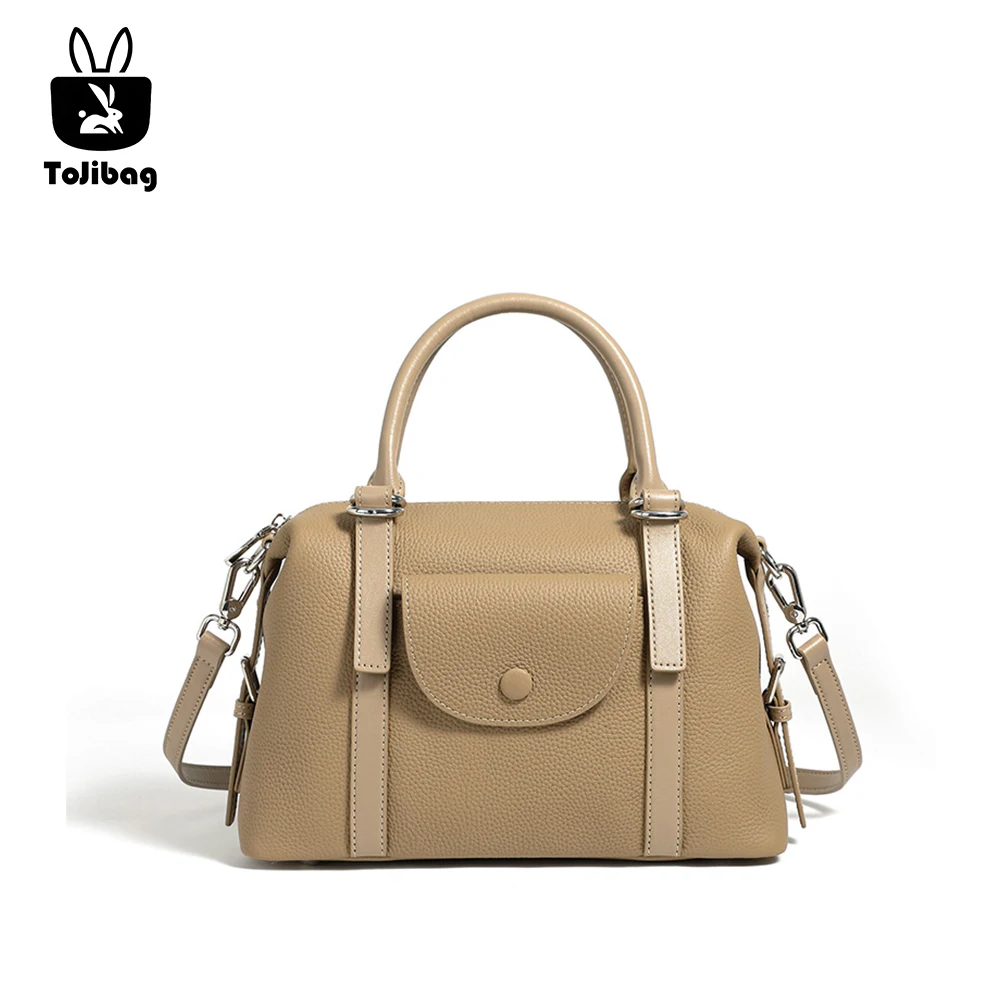 

Luxury Design Women's Cowhide Boston HandBag Genuine Leather Lady's Commute Solid Color Classic Tote High Quality Crossbody Bag