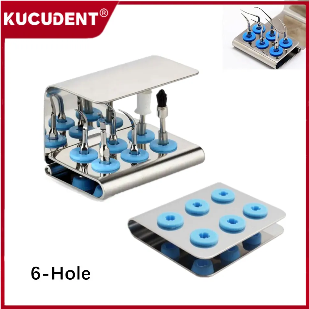 6 Holes Dental Scaler Tips Holder Stand Ultrasonic Endo Drills Bur Block Disinfection Box Sterilizer Case Auotclavable Dentistry