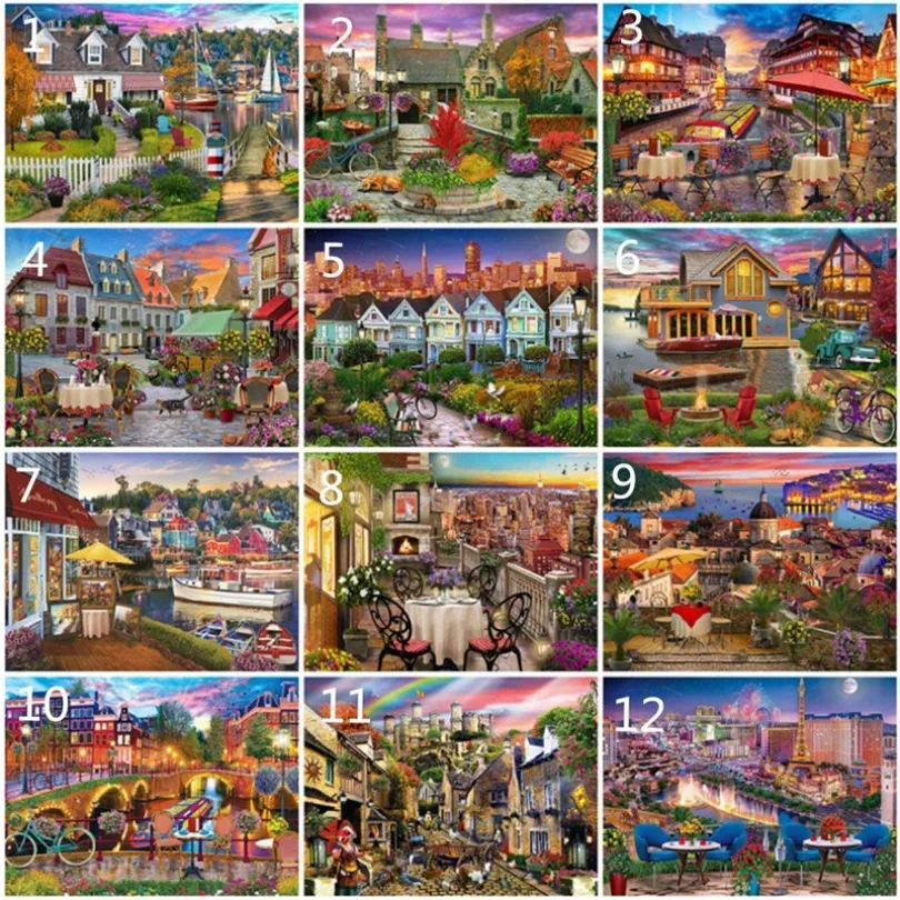 DIY Diamond Painting House Full Square Drill Diamond Embroidery City Landscape Cross Stitch Mosaic Art Home Decoration