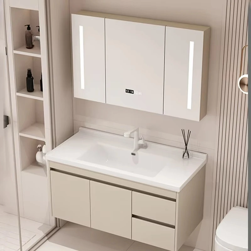 Waterproof Plywood Bathroom Vanity Cabinet with Mirror and Ceramic Basin Model Number: Bathroom Cabinet