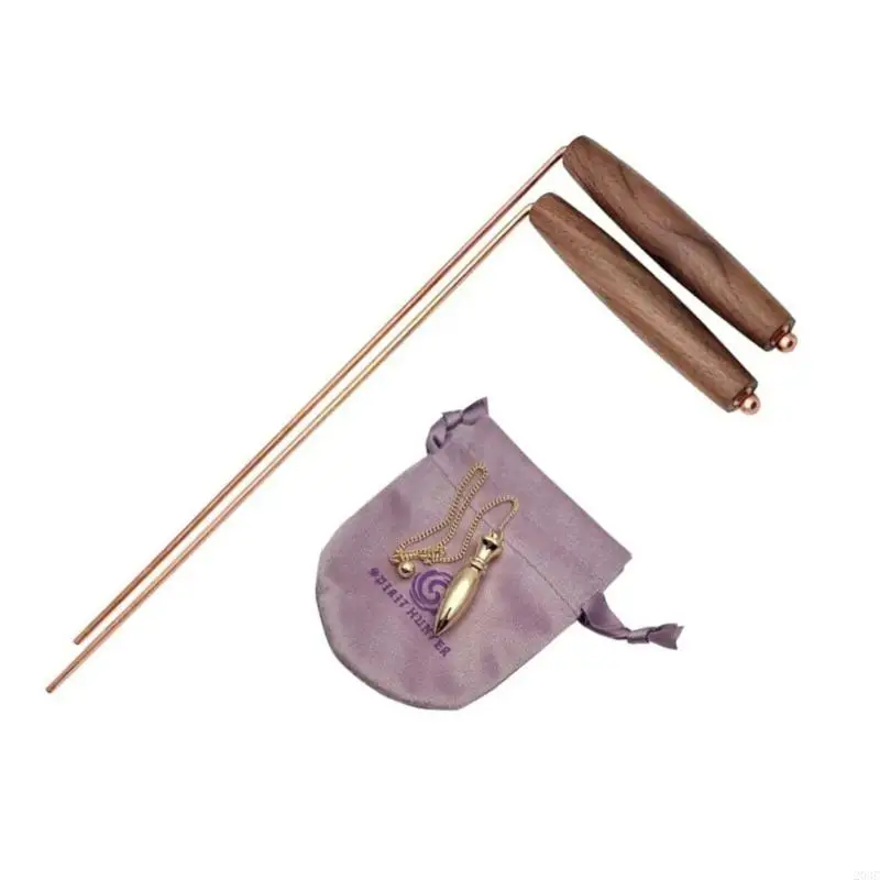 203C قضيب صغير dowsing مجموعة مع مقبض مريح خشبي لنعم/لا يوجد اكتشاف مياه العروفة والتواصل