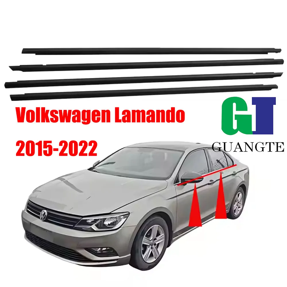 

4PCS Black Car rubber Weatherstrip Glass Window Molding Trim Seal Belt Compatible with Volkswagen Lamando 2015-2022 5GD837478