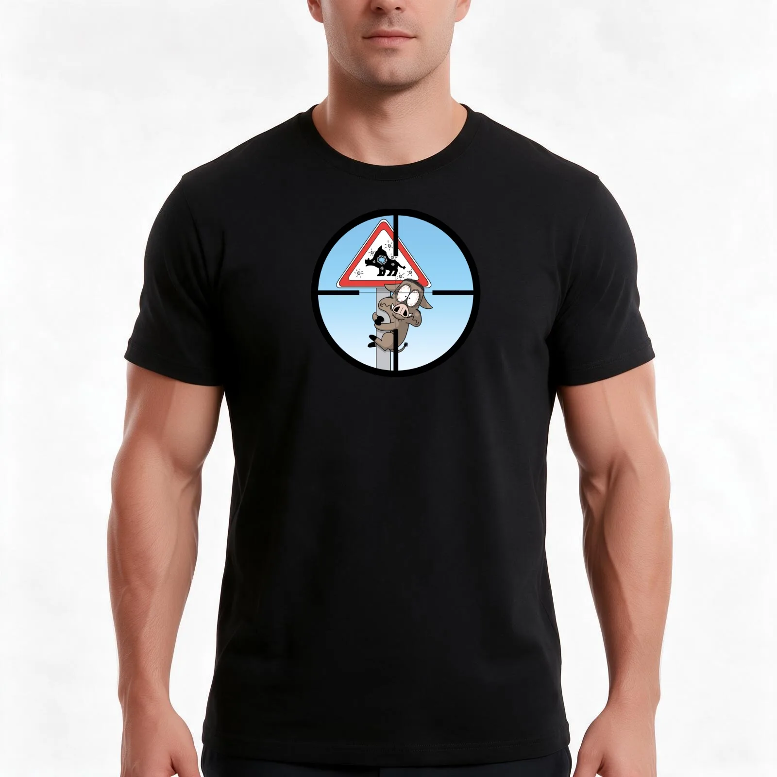 Razorbacu Target T-Shirt, Summer Casual Cotton Tee, Oversized Streetwear Tops, Vintage Graphic Print, Loose Fit Short Sleeve