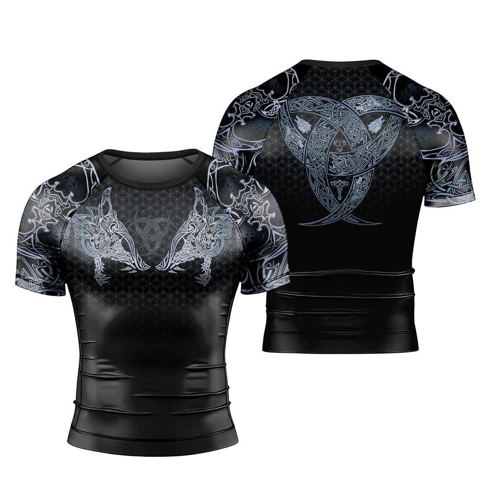 Viking Men Tattoo Sports Short Sleeved Summer Aerobic Exercise Running Fitness T-shirt Technology Breathable Quick Drying Design