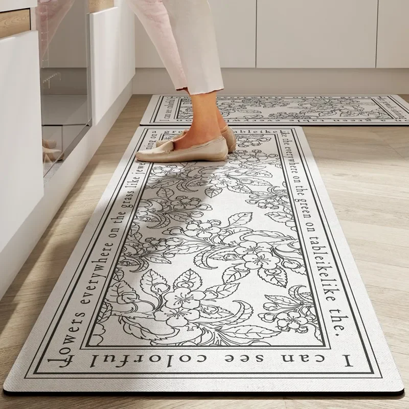 Kitchen Mat Pvc Leather Foot Mats Waterproof Floor Carpet Home Decoration Luxury Long Rug Non-slip Washable Alfombra De Cocina