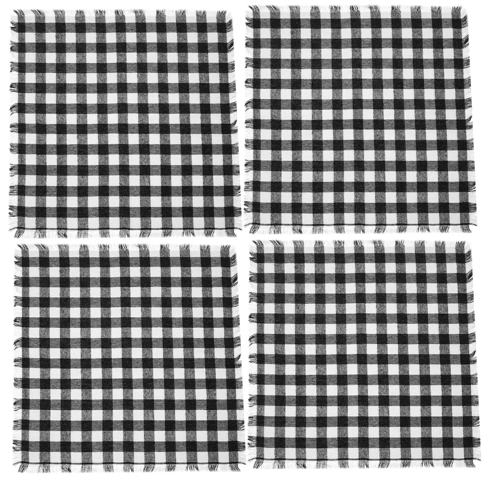 4 Pcs Buffalo Check Cloth Napkin Dinner Napkins Lattice Checkered Cotton Fabric Blended Plaid Dish Towels Pot Blackcheckered