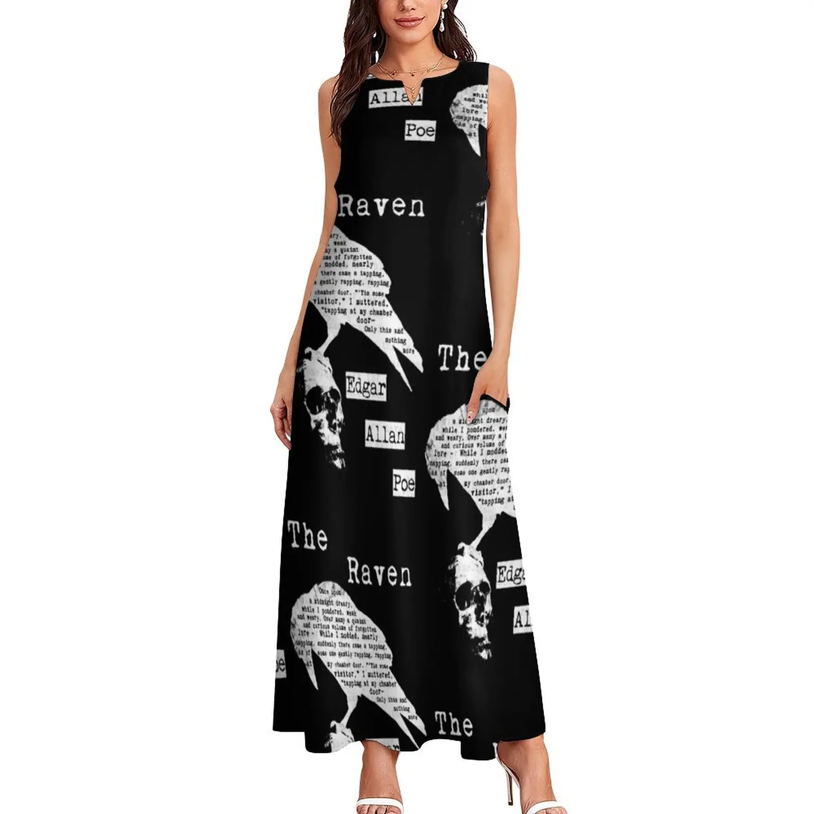 Edgar Allan Poe The Raven Poem Long Dress Dresses gala woman dress Dress