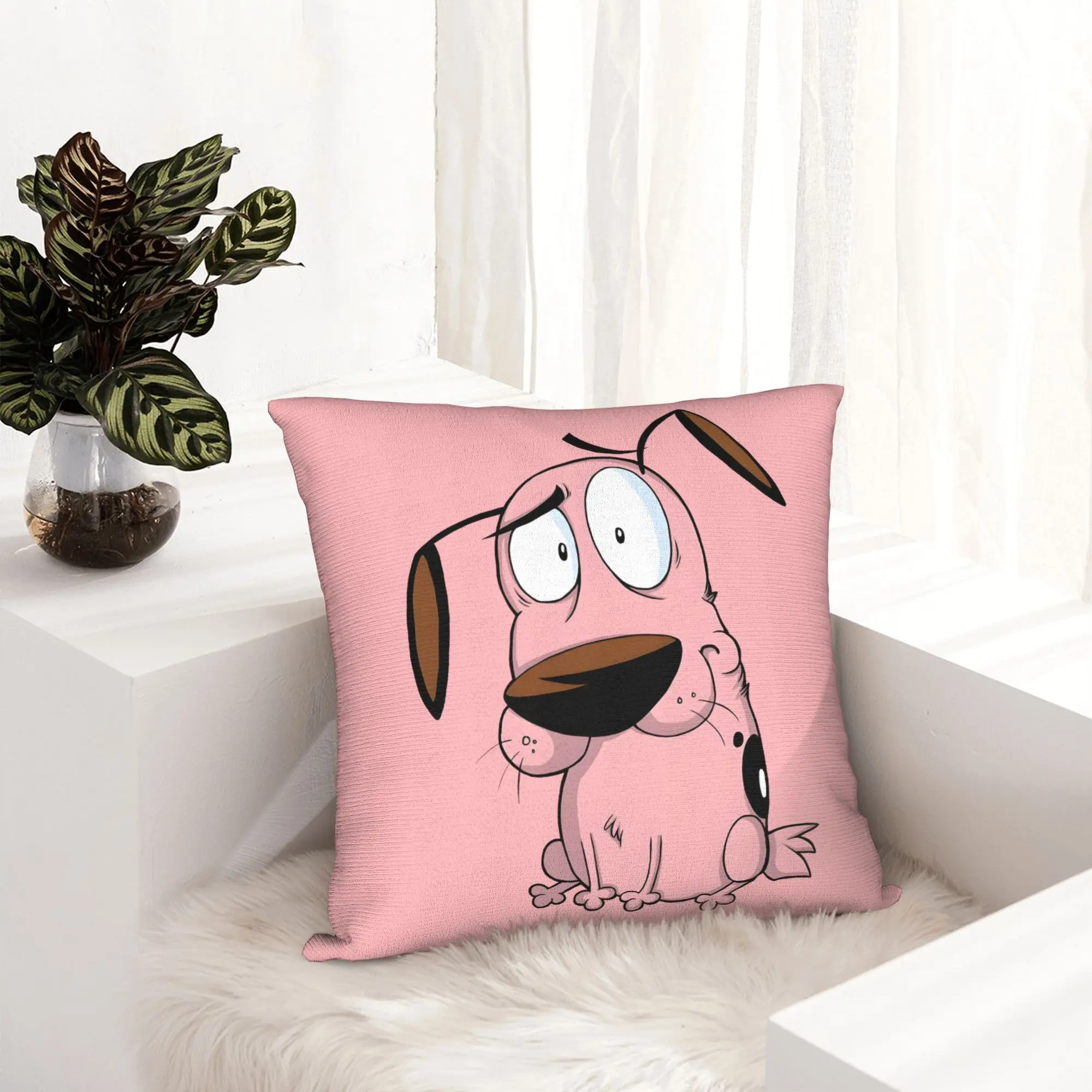 Fashion Cartoon Courage Dog Cushion Covers 40x40cm Velvet  Throw Pillow for Sofa Square Pillowcase Home Decor