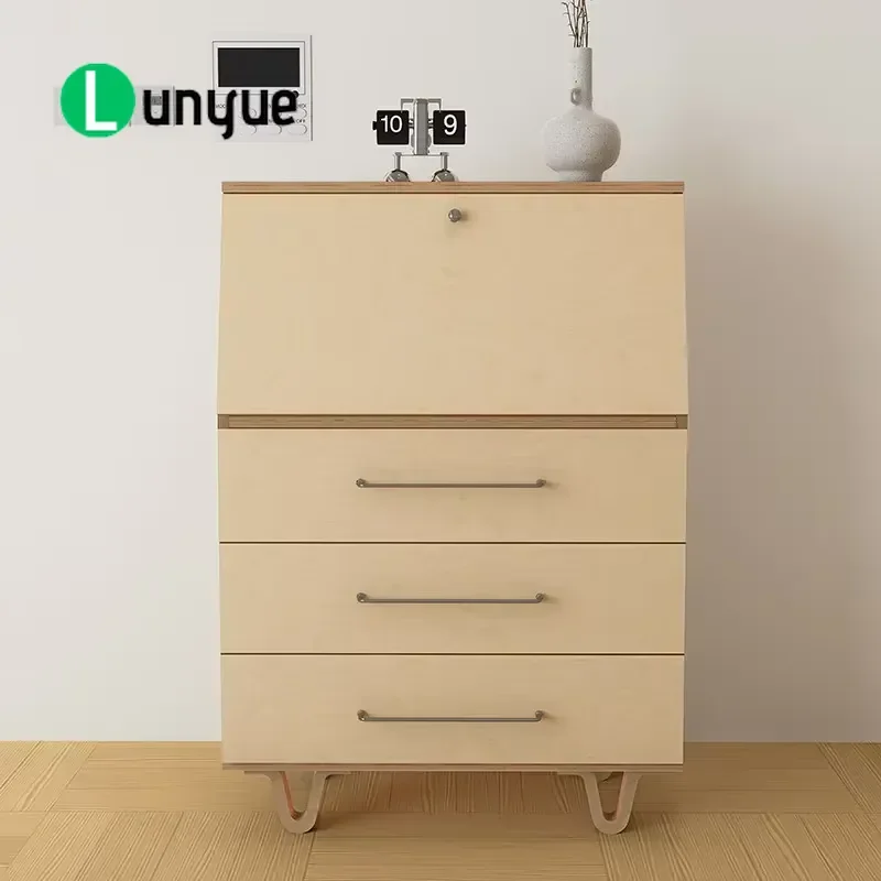 Modern Minimalist 3 Drawer Storage Cabinet Birch Wood Removable Locker for Living Room Bedroom Home Organization Furniture