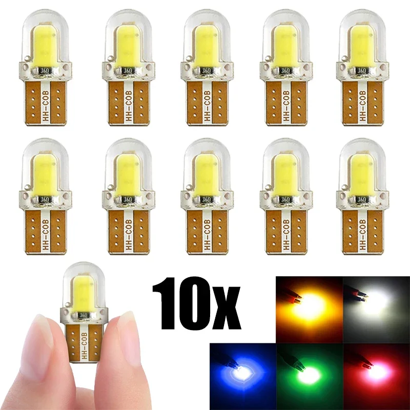 5/40Pcs T10 W5W BULB 12V LED License Plate Lamp COB T10 LED Canbus Clearance Lamp Parking Lights Automobile Lights Accessories