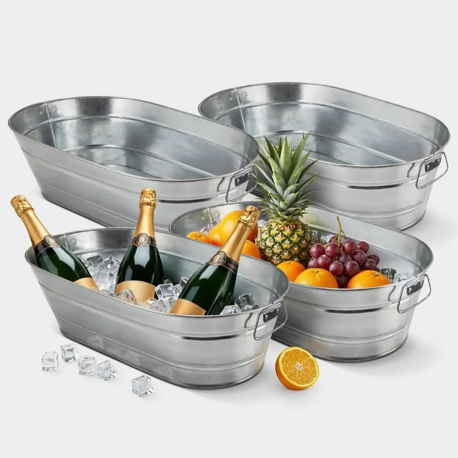 

Оцинкованная ванна с ручками Ванна для напитков Металлическое ведро для льда для вечеринок Ведро для льда для коктейля-бара Ресторан Напиток Пиво Шампань