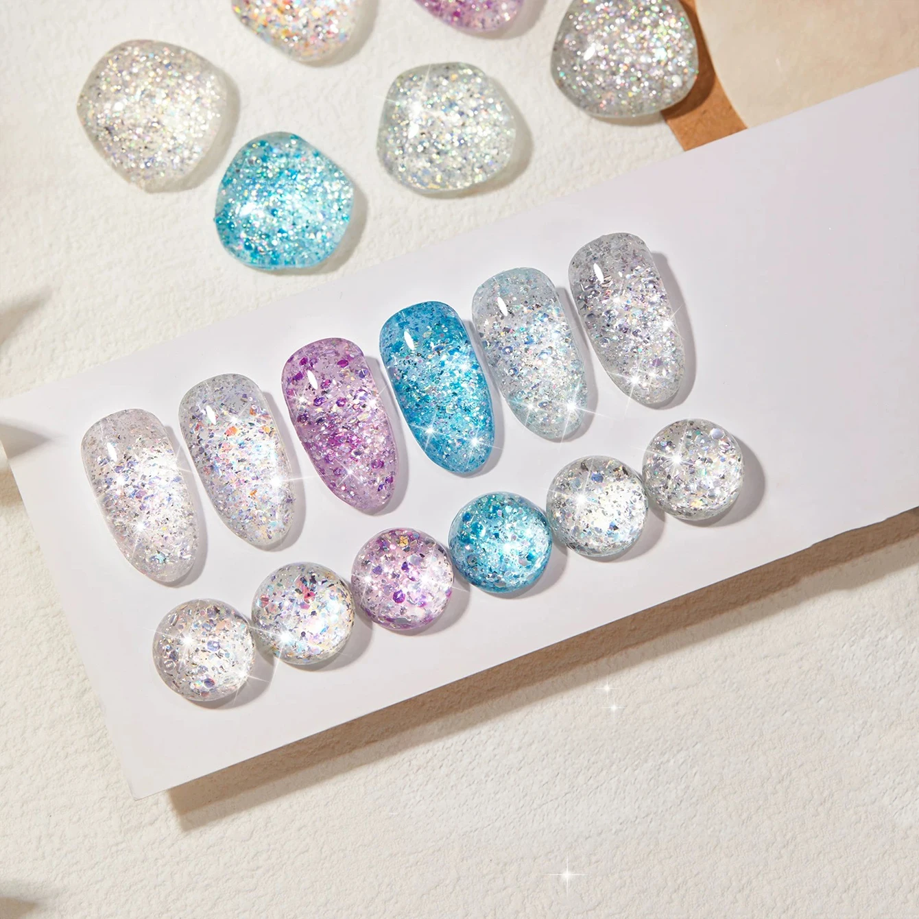 12ML 1 Stück Beach Essentials Summer Bubble Ice Tea Serie Glitzer-Gel-Nagellack Nagelzubehör Nagelkunst für Finger- und Fußnägel
